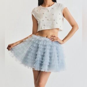 NWT LoveShackFancy Imena Ruffled Skirt